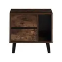 CLIPOP Retro Bedside Table with 2 Drawers and Open Side Storage Cabinet Storage Unit Nightstands Brown image 0
