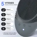 SUNLUXY JMY-103 Brosse nettoyante pour le visage, 5 modes de vibration, nettoyage en douceur avec tête de brosse en silicone, conception portable avec anneau de suspension - Noir image 1