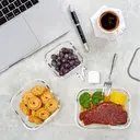 JORDAN&JUDY Ensemble de 8 boîtes de conservation de denrées rectangulaires en verre borosilicate, amovibles, 150 ml x 1 + 200 ml x 1 + 320 ml x 1 + 370 ml x 1 + 520 ml x 1 + 640 ml x 1 + 800 ml x 1 + 1040 ml x 1, lunch box portable, bleu image 4