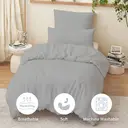 LeBonsoir Light Gray Duvet Cover Set，135x200cm/50x75cmx1 Soft Double Brushed Bedding Set， with Zip， 2 Pieces， Includes 1 Duvet Cover & 1 Pillowcase， NO Comforter image 4
