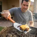 Huacan Outdoor barbecue shovel with wooden handle, stainless steel metal shovel with bottle opener, frying shovel, 1 piece image 5