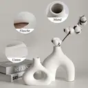 Yuejia Lot de 2 vases minimalistes irréguliers en céramique blanc - 19 cm et 14 cm image 6