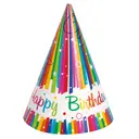 Unique Rainbow Ribbons Birthday Party Hats, 8 pack image 0