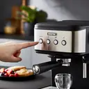 Geepas Barista Espresso Coffee Machine, 20 Bar, Milk Frother Steam Wand, Black & Silver - GCM41521UK image 4