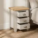 Bedside Table Windermere 3 Drawers Oak Top Grey/Natural image 6
