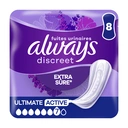 Always Discreet Ultimate Active Day - Serviettes pour fuites urinaires - Lot de 8 serviettes image 0