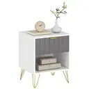 HOMCOM Bedside Table with Drawer, Modern Bedside Cabinet with Open Compartment and Handle, Bedside Drawers for Bedroom, Living Room, White image 0