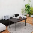 Outsunny Metal Garden Coffee Table, Rectangular Outdoor Side Table with Woodgrain Tabletop, Foot Pads for Outside, Garden, Balcony, Porch, 95 x 55 x 46cm, Brown image 7