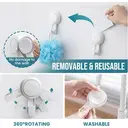 TAILI Crochet à serviette à ventouse pour salle de bain, crochets suspendus sans dommage pour mur de douche intérieur, support de douche à ventouse puissant pour serviette, éponge, tissu, facile à installer et retirer, Blanc, lot de 4 image 5