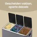 SONGMICSHOME SONGMICSHOME Afvalbak met Drie Compartimenten, 3 x 18L Pedaalemmer met Softclose Deksel, Staal, voor Keuken, Grijs image 5