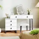 HOMCOM Dressing Table, Vanity Desk with Leaf Shape Mirror, Makeup Table with 5 Drawers, 3-Colour LED Lights, 100x40cm Tabletop, White image 8