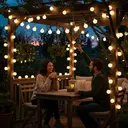 50-lumières petite balle 50-lumières 1.7 petite balle, 2-fils 3V, batterie au lithium 18650 800 mAh, temporisation à trois vitesses, clignotement à huit fonctions, avec télécommande, recharge par USB, blanc chaud. image 2