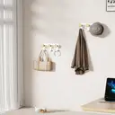 KAPANOU dual Coat Rack With Hooks 2 Pack 6 Hooks， Heavy Duty Metal Wall Hooks with Wooden Rustic Hanger for Towels， Hats， Backpack， Home Decor Hooks for Door， Bathroom， Bedroom， Entryway (Wood Brown / White), New Year Sale , Top gift picks image 3