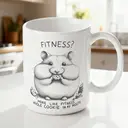 Alphynix 1pc 11oz White Mug with "Fitness Whole Cookie in My Mouth" Pun and Cute Hamster, Witty Christmas or Thanksgiving Gift for Foodies image 1