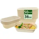 Ruibamboo disposable bamboo fiber bento box 36oz
50pack image 0