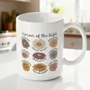 Alphynix 1pc Woman Of The Bible Mug, 11oz Inspirational Christian Cup with 9 Qualities Like Faith Serve Love, Colorful Daisies Design, Uplifting Gift for Women image 1