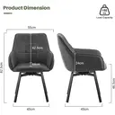 CLIPOP 360° Swivel Dining Chairs Green Faux Leather Upholstered Kitchen Chairs without Wheels Ergonomic Office Desk Chair with Arms and Metal Legs for Home Restaurants 0407-s grey 55*45*82.5 cm image 2