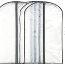 ANQI Sacs de rangement pour vêtements en PEVA avec fermeture éclair, lot de 3, blanc, 109 cm image 0