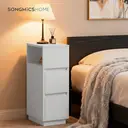 Ochama Set Of 2 Slim Cloud White Nightstands, 25x30x65cm Narrow Side Tables With Drawers & Flexible Compartment, Modern Small End Tables For Bedroom Or Living Room image 4