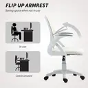 HOMCOM Breathable Mesh Office Chair, Ergonomic Swivel Computer Chair with Flip-up Armrests, Lumbar Back Support for Home/Office, White image 6