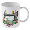 Alphynix 1pc 11oz White Mug with "I'LL BE IN MY office" Pun & Vintage Sewing Machine Design, Whimsical Christmas or Thanksgiving Gift for Crafters image 3