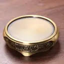 JU7CER 1PC Golden Lotus Flat-Bottomed Brass Incense Burner (with Base) - Classic Style, Ideal for Christmas Home Decoration and Floor Display, Incense Holder image 5