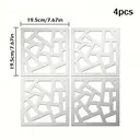 4-piece PVC mirror-finish abstract acrylic wall decoration, 19.5*19.5cm.silver image 5