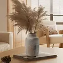 1pc/18.3cm7.2in, Rustic Farmhouse Ceramic Flower Vase, 18cm, Boho Vase for Home Decor, Terracotta Vase for Living Room, Table, Shelf, Fireplace Decor, Farmhouse, Grey image 3