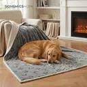 SONGMICS Couverture imperméable pour chien, 229 x 203 cm, couverture en polaire Sherpa pour animaux, lavable en machine, protège-canapé pour chien réversible, gris image 4