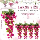 Yuejia 2Pcs 23.6in/60cmArtificial Fake Hanging Plants Flowers for Spring Decoration Outdoor Wedding Vine Plant Hibiscus Flowers Long Trailing Vines Realistic Plants for Front Door Porch image 8