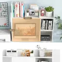 COSTWAY Wooden Desk Bookshelf with 4 Shelves and Open Back Compartment-White image 1