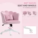 HOMCOM Computer Desk Chair, Armless Makeup Vanity Chair with Shell Back, Bow Pillow, Height Adjustable, Swivel Wheels for Home, Bedroom, Pink image 5