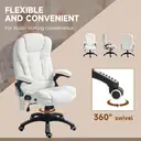 Vinsetto Massage Office Chair with Lumbar Heating, Boucle Fabric Executive Computer Desk Chair with High and Reclining Back, Tilt Function, Adjustable Height, Padded Armrests, White image 7