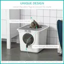 PawHut Cat Litter Box, Pet Toilet, Enclosed Kitten Pan with Front Entrance Top Exit, High Side, Scoop, White image 7