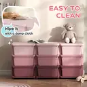 HOMCOM 9 Drawers Plastic Storage Units, 3 Tier Kids Storage Units, Children Toy Chest for Nursery, Playroom, Bedroom, Pink image 6