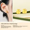 ochama Boucles d'oreilles Lucky Clover en or 999‰ avec diamant de culture biologique image 7