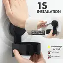 TAILI Support de verre à vin à ventouse pour douche, porte-gobelet de bain mural amovible pour bière, vin, boissons, à apprécier dans le spa, salle de bain, cuisine, etc. Noir image 2