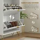 HOMCOM Narrow Shoe Cabinet with 3 Flip Doors for 12 Pairs of Shoes, Slim Shoe Storage Cabinet with Adjustable Shelves for Hallway, Entryway, White image 5