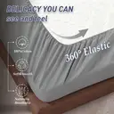 LeBonsoir 135x190cm Fitted Sheet， 30CM/12Inch Deep Pocket - 100% Cotton， No-Pop Off Elastic， 1 Fitted Sheet Only-Light Gray image 5