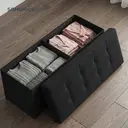 Ochama x SONGMICS Storage Ottoman Bench, 38 x 110 x 38 cm, End of Bed Bench, Storage Chest, for Living Room, Bedroom, Entryway, Black image 3