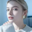 VoxorAI European and American style white geometric cat's eye stone earrings, stud earrings, ear studs, all seasons image 1