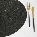 Lot de 6 sets de table ronds en polyester et coton tissé effet pailleté, diamètre de 38 cm - Noir image 8
