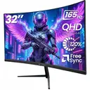 CRUA 32-inch randloze 1500R curved gamingmonitor | 2K QHD (2560×1440) 165Hz, Adaptive Sync, 100% sRGB-kleurweergave, 178° brede kijkhoek, HDMI/DisplayPort, VESA 100×100mm-bevestiging, Flicker-Free Low Blue Light, Geschikt voor EU/UK thuiswerkplekken, consolegaming en contentcreatie (Zwart) image 0
