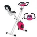 HOMCOM Vélo d'Appartement Magnétique Pliable - Collaboration Aosom.fr x FFHandball - Vélo de Fitness en X Silencieux pour Sport Maison et Cardio-training - Écran LCD & Capteur Pouls, Rose image 0