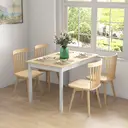 HOMCOM Dining Table for 4, Solid Wood Farmhouse Kitchen Table for Living Room, Dining Room, 120 x 75 x 75cm, Natural image 1