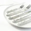 FangYuan Set de 4 couverts en acier inoxydable compatible lave-vaisselle - Manche effet marbre image 7