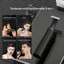 Kit de toilettage portable 3-en-1 – Tondeuse électrique pour poils du corps, rasoir et coupe-ongles à nez avec 3 têtes interchangeables et 3 peignes-guide, lames tranchantes et sûres, étanchéité IPX7, autonomie de 120 min, verrouillage de voyage, compact et léger pour les hommes en déplacement – Idéal pour les voyages, le bureau et à la maison, excellente idée de cadeau. TR2 image 3