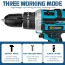 Drillpro 25+3 Perceuse à chocs, visseuse, perceuse-visseuse sans fil, 2 vitesses, batterie lithium-ion, outils électroportatifs image 4