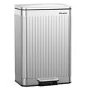Poubelle en acier inoxydable 60 litres / 16 gallons avec couvercle à fermeture douce, grande poubelle à pédale avec texture romaine, seaux intérieurs amovibles, poubelle de recyclage pour cuisine et bureau, argenté image 0