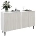 HOMCOM Modern Sideboard with 2 Cupboards, Kitchen Storage Cabinet for Living Room with Adjustable Shelves, 4 Doors and Solid Wood Legs, White image 0